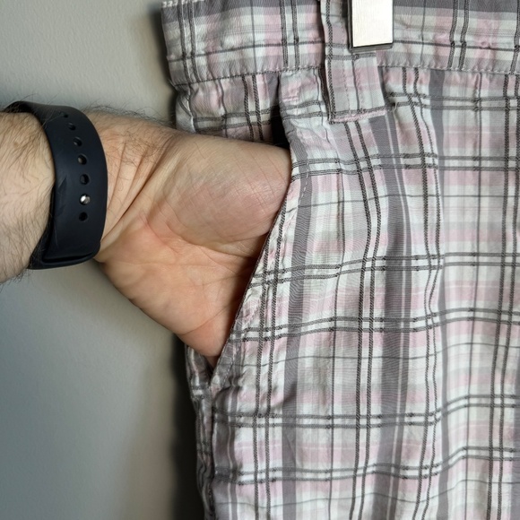Quagmire Golf Men's Plaid Chino Golf Shorts‎ Pink/Gray 34 Preppy Country Club - Picture 2 of 16
